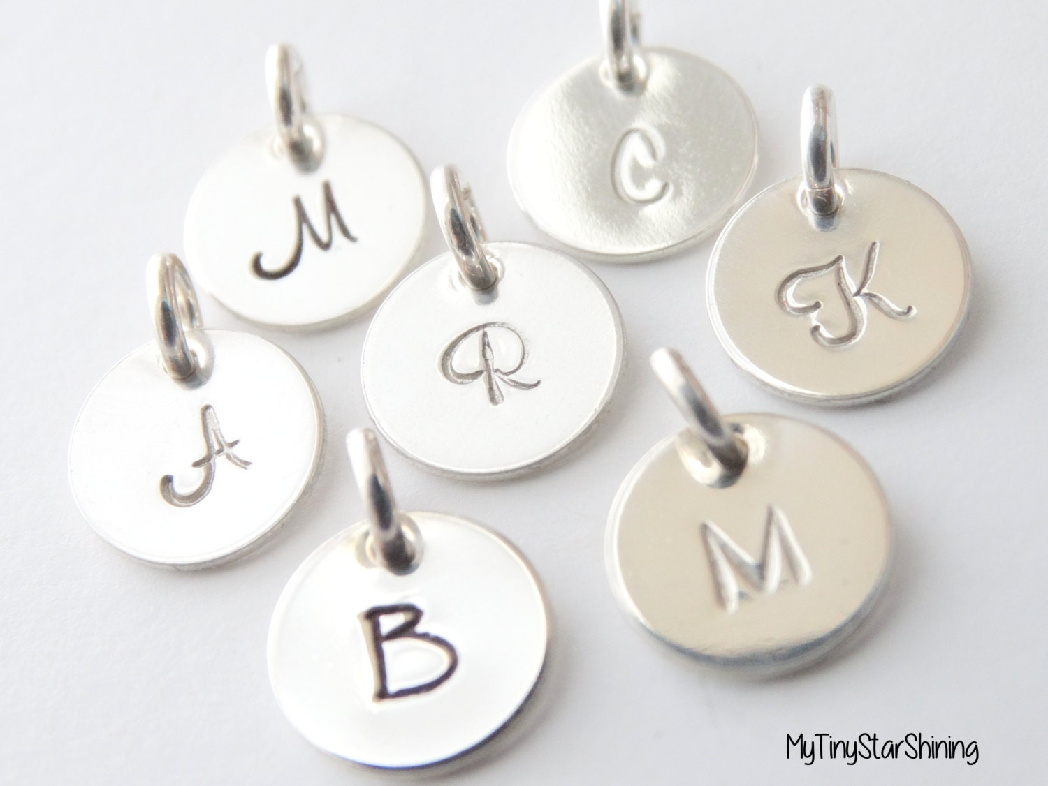 SILVER Initial Charm Initial Pendant Personalized Initial Charms