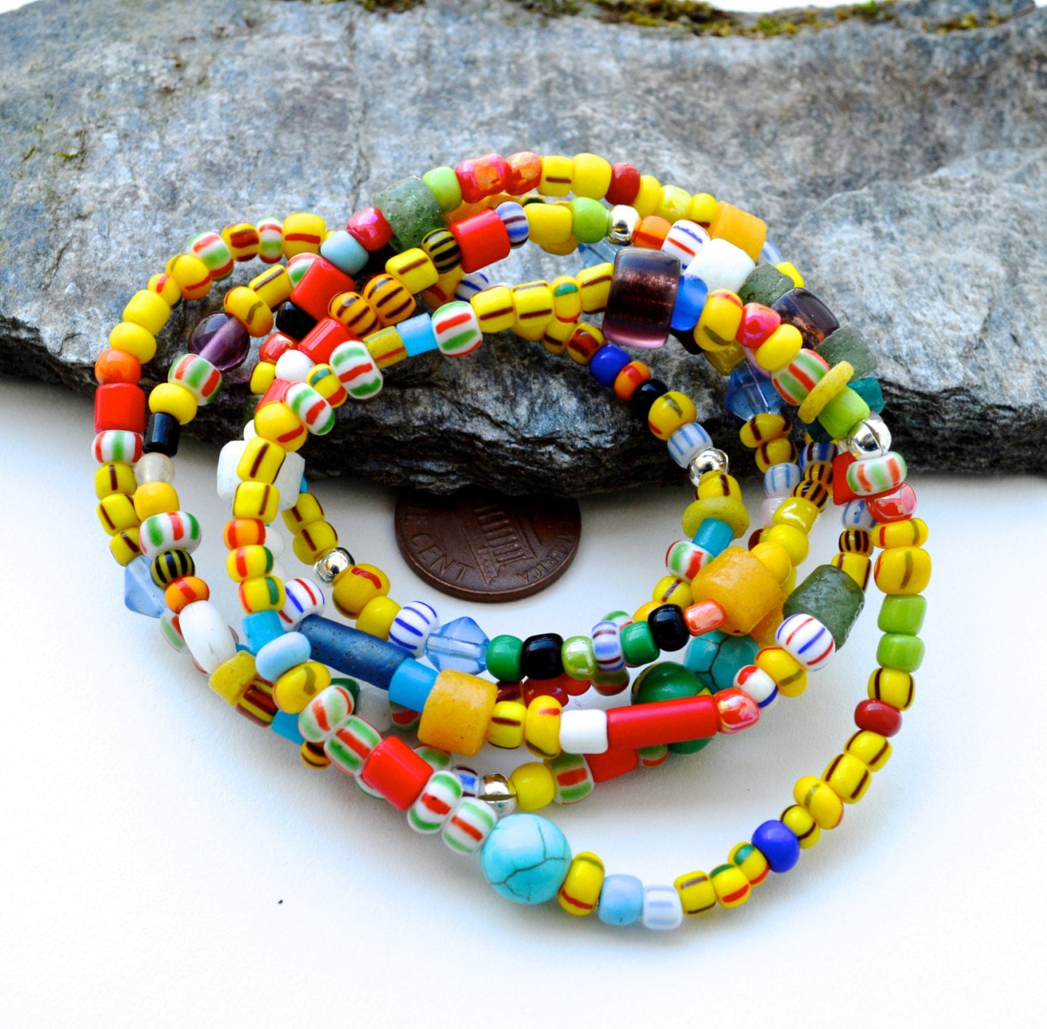 Colorful bracelets Set of 5 Fun beaded bracelet African