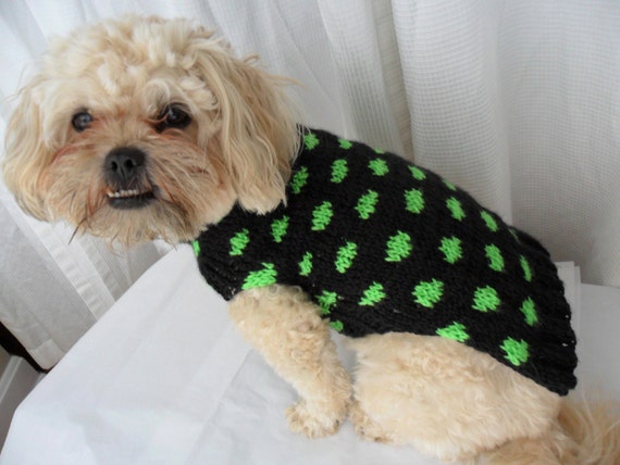 Polka dot dog sweater knitting pattern - PDF, small dog sweater