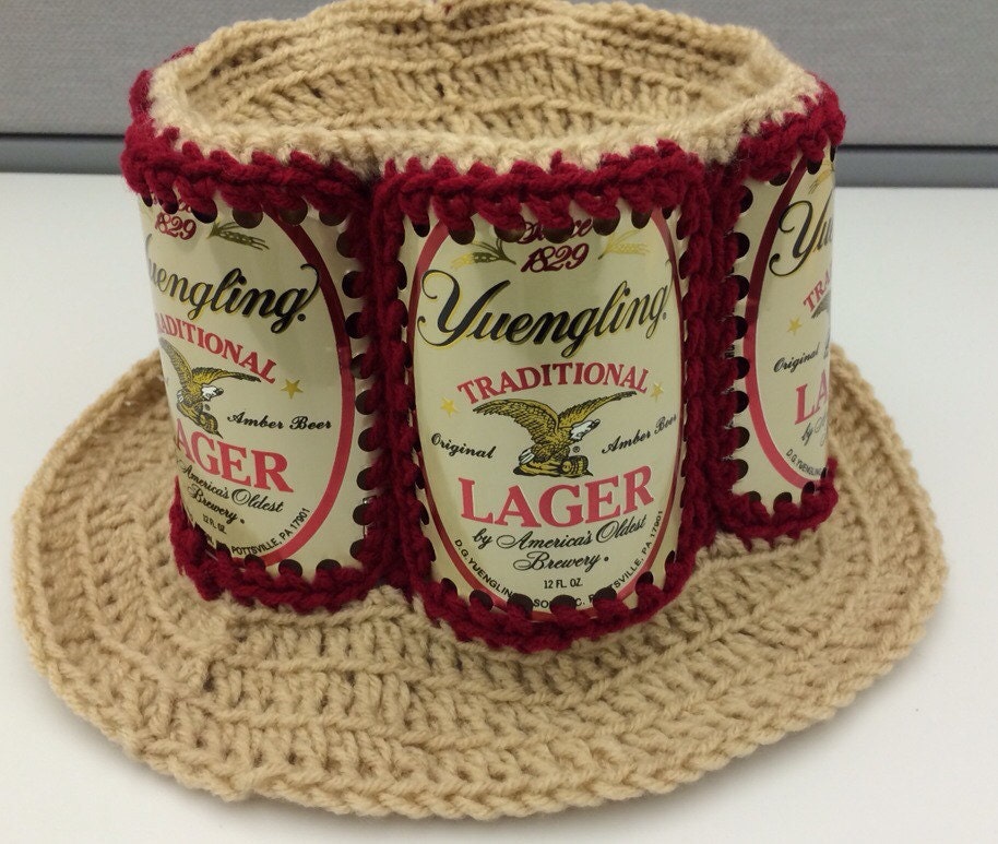 Recycled Yuengling crocheted beer can hat