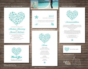 Beach wedding invitations diy kits