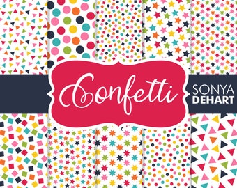 80% OFF Sale Birthday Confetti Digital Papers Party Background DP125
