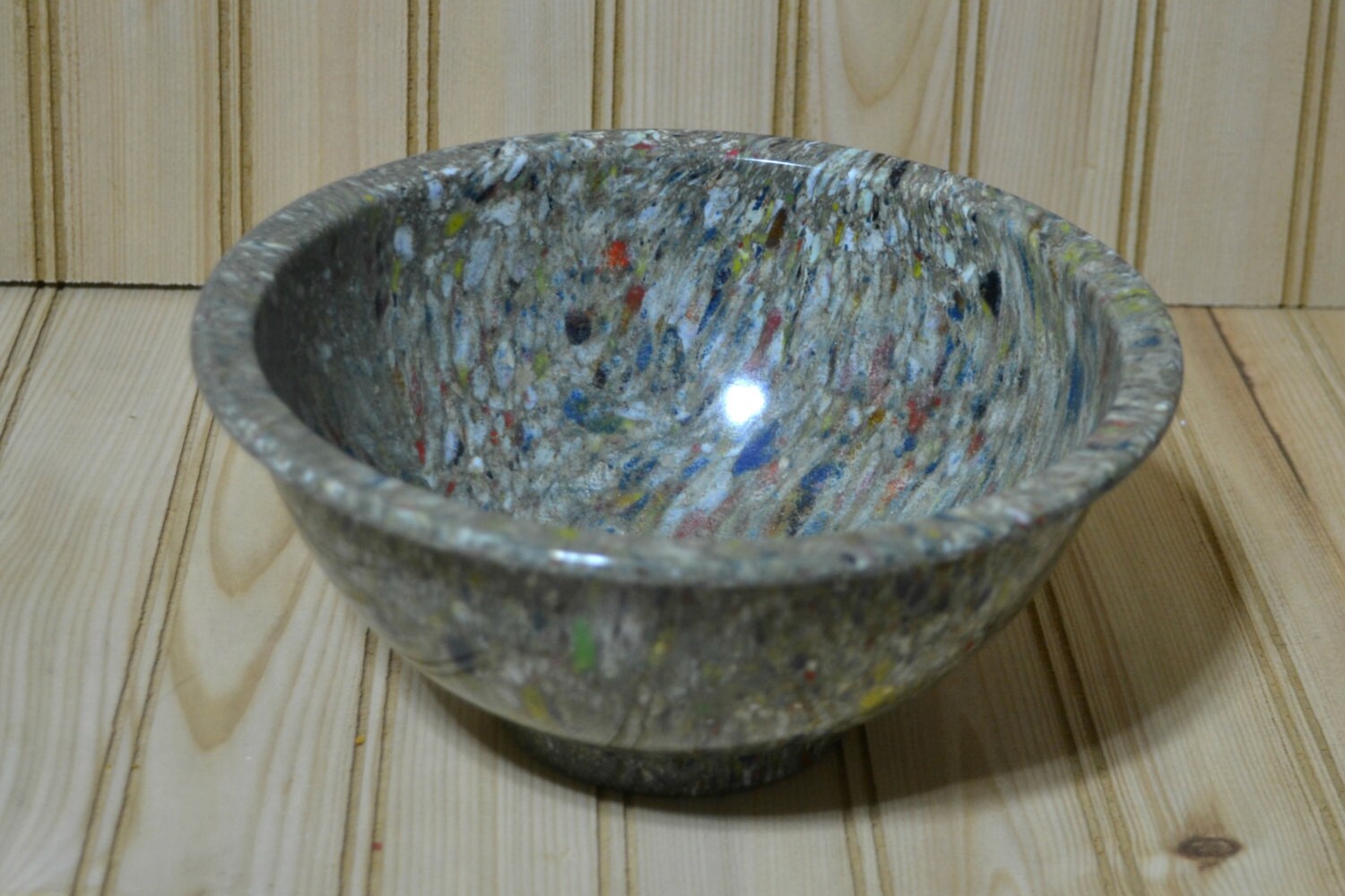 Vintage Speckeled Melamine Bowl 8″ Mixing Serving Splatte Confetti