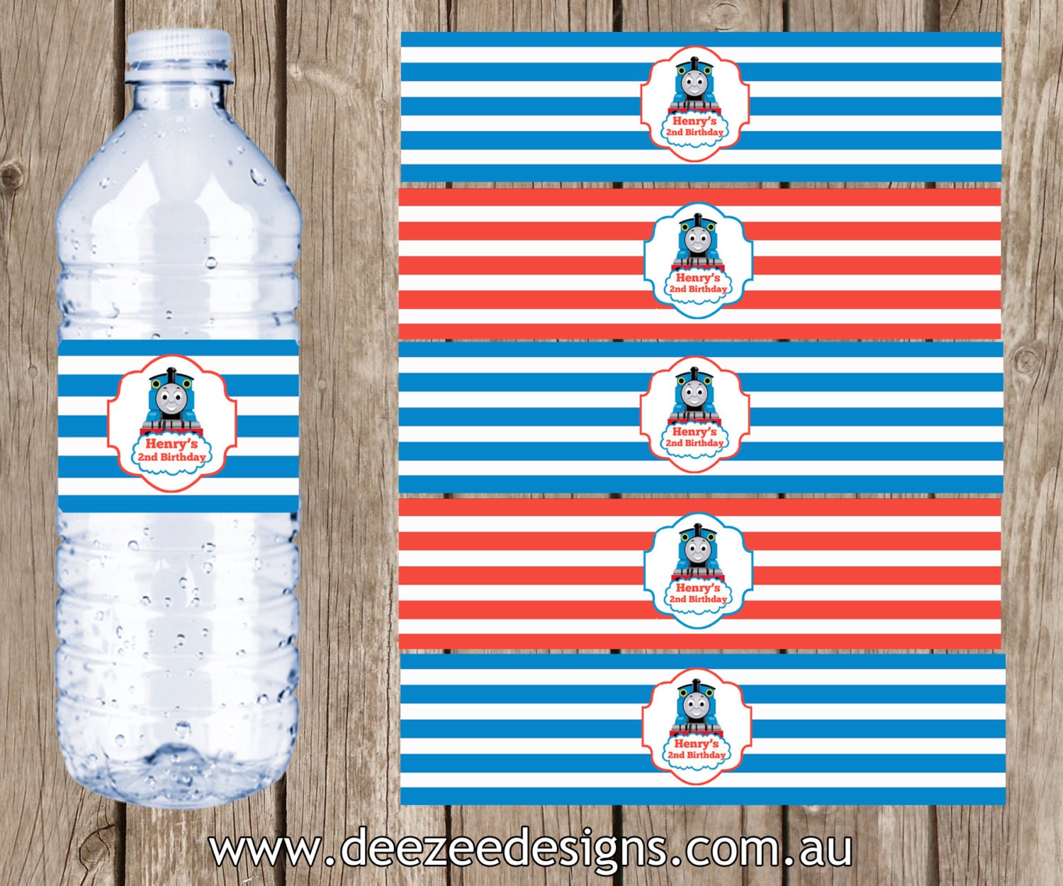 Thomas The Tank Engine Themed Water Bottle Labels by deezeedesign