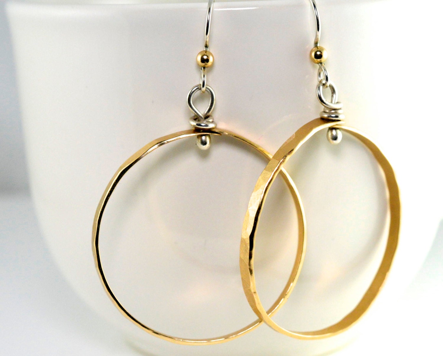 thumbnail image 2 of Big Gold Hoop Earrings – Extra Large Wide Gold Tone, Leverback, Lightweight 2 of 6