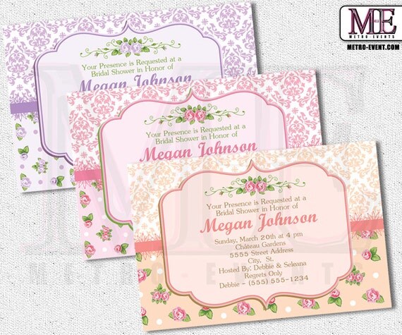 Shabby Chic Bridal Shower Invitations, Bridal Shower, Bridal Shower Invitation, Bridal Shower Invitations, Flower Invitations, Invitations Il_570xn