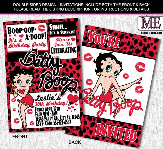 Betty Boop Birthday Invitations Adult Birthday By MetroEvents