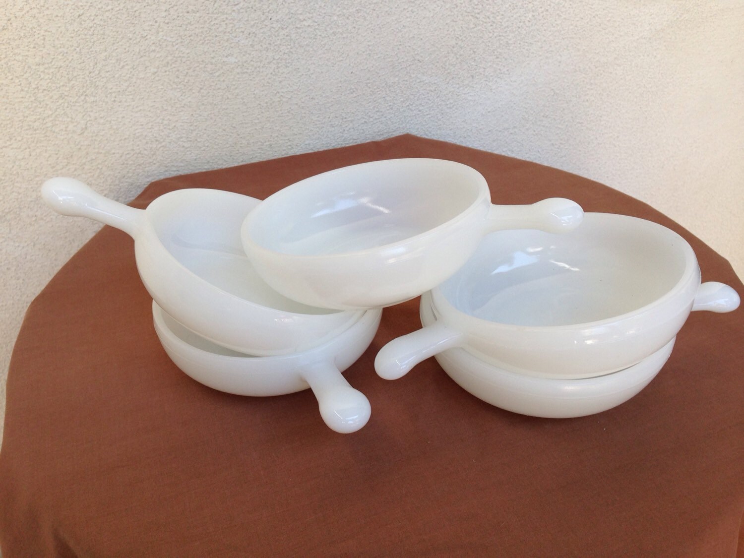 SALE Vintage milk glass soup bowls set 5 with by NelandAda