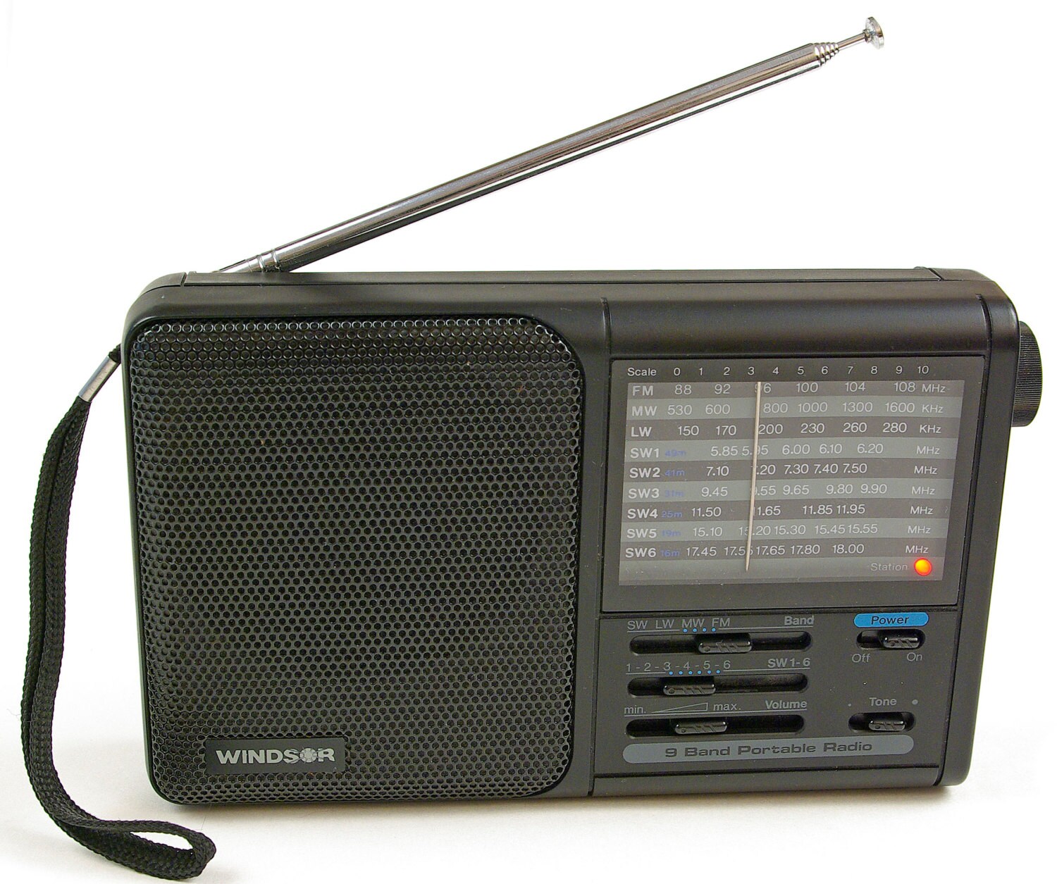 Windsor Portable 9-Band AM/FM Shortwave SW Radio Works Well