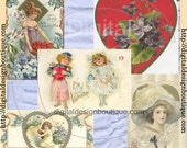 Digital Clip Art - Vintage Valentine Love Clip Art 1 - JPG - Instant Download