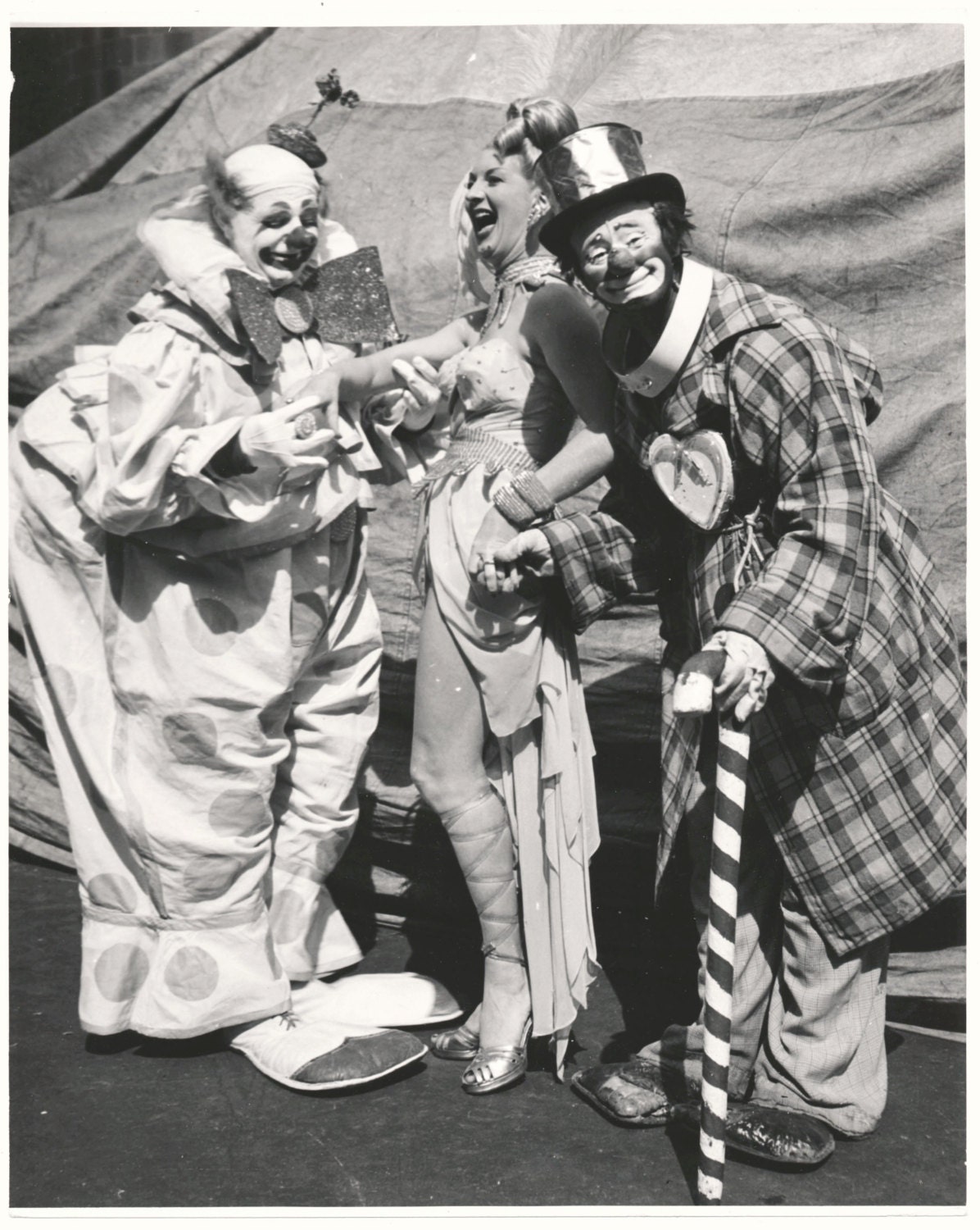 2 original Circus Performer Clown photographs by CrowCreekVintage