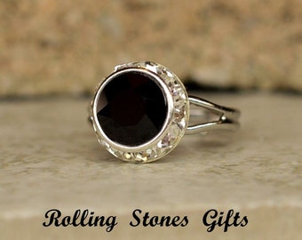 Jet Black 12mm Swarovski Xirius Surrounds Rhinestone Adjustable Ring-Jet Black Crystal Adjustable Ring-Crystal Stone adjustable Ring