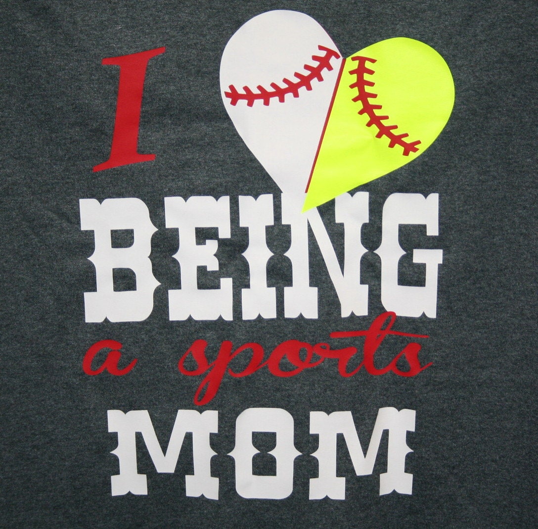 I love being a sports mom Heart Design split by EdgeVinylDesigns