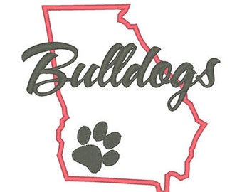 Bulldog Applique Embroidery Design - Instant Download