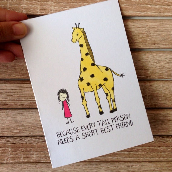 Download Items similar to Tall and Short Best Friends Card, Friendship Card, BFF, Best Friends, Giraffe ...