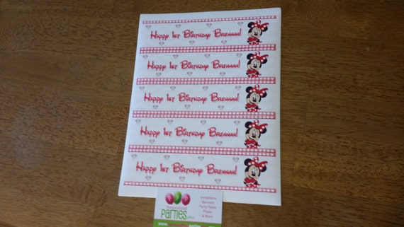 Minnie Mouse water bottle labels | red Minnie Mouse water bottle labels | Minnie Mouse birthday Il_570xn