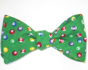 Mens Bow Tie Pool Billiard Ball Polka Dot Freestyle Self Tie Your Own BowTie