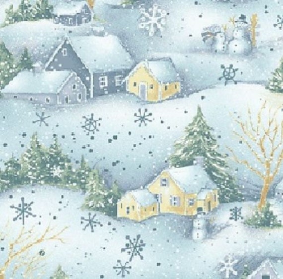Snow Show Winter Scene Quilting Fabric Fat Quarter 50cm x