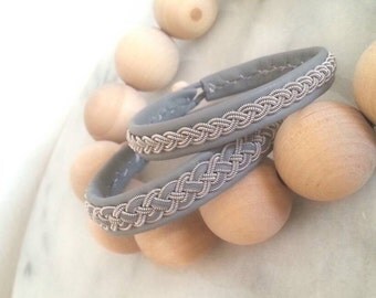 SET OF 2, Sami Bracelet, Reindeer leather, Custom made
