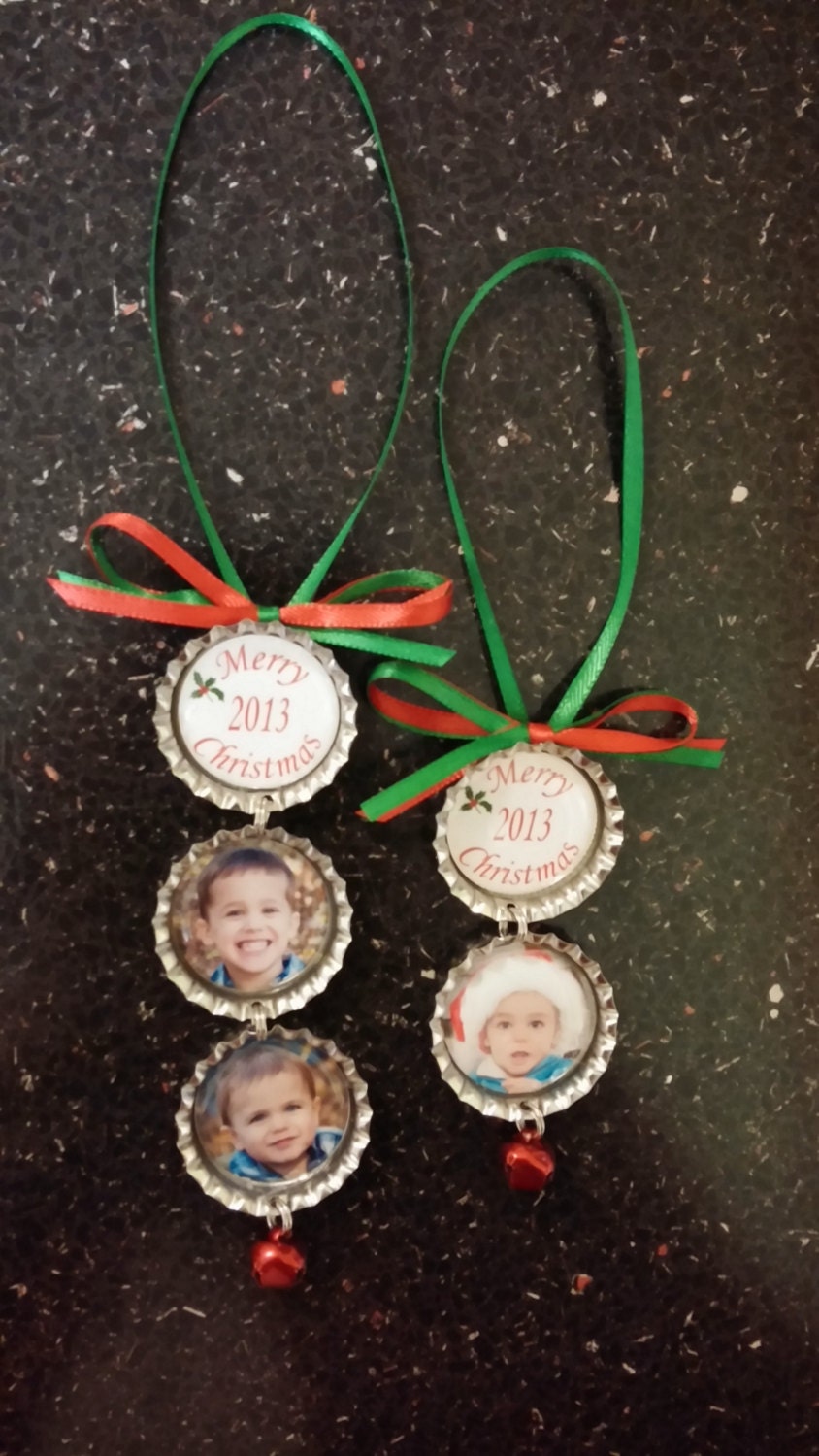 Personalized Christmas Bottle Cap Ornament by