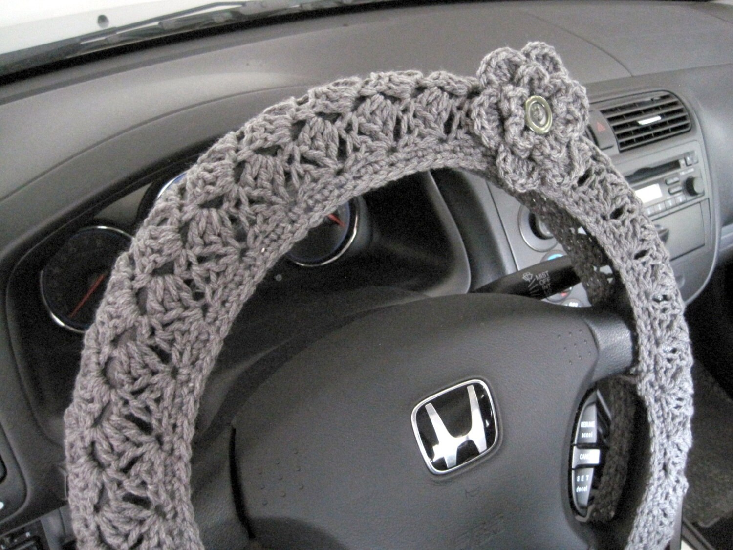 Crochet Steering Wheel Cover Wheel Cozy with a Flower true