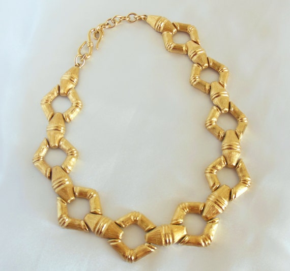 Items similar to Vintage Gold Necklace Large Statement Link on Etsy