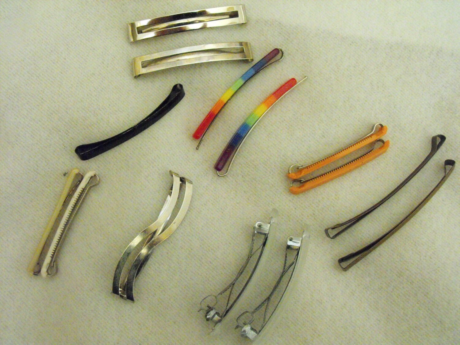 Vintage Hair Barrettes Plastic Celluloid by fancyschmancyvintage