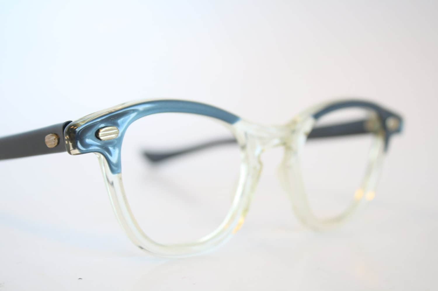 Blue & Clear Cat Eye Eyeglasses Vintage Eyewear Retro Glasses