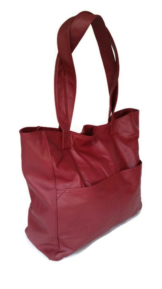 Leather tote bag casual everyday shopper style purse by Fgalaze