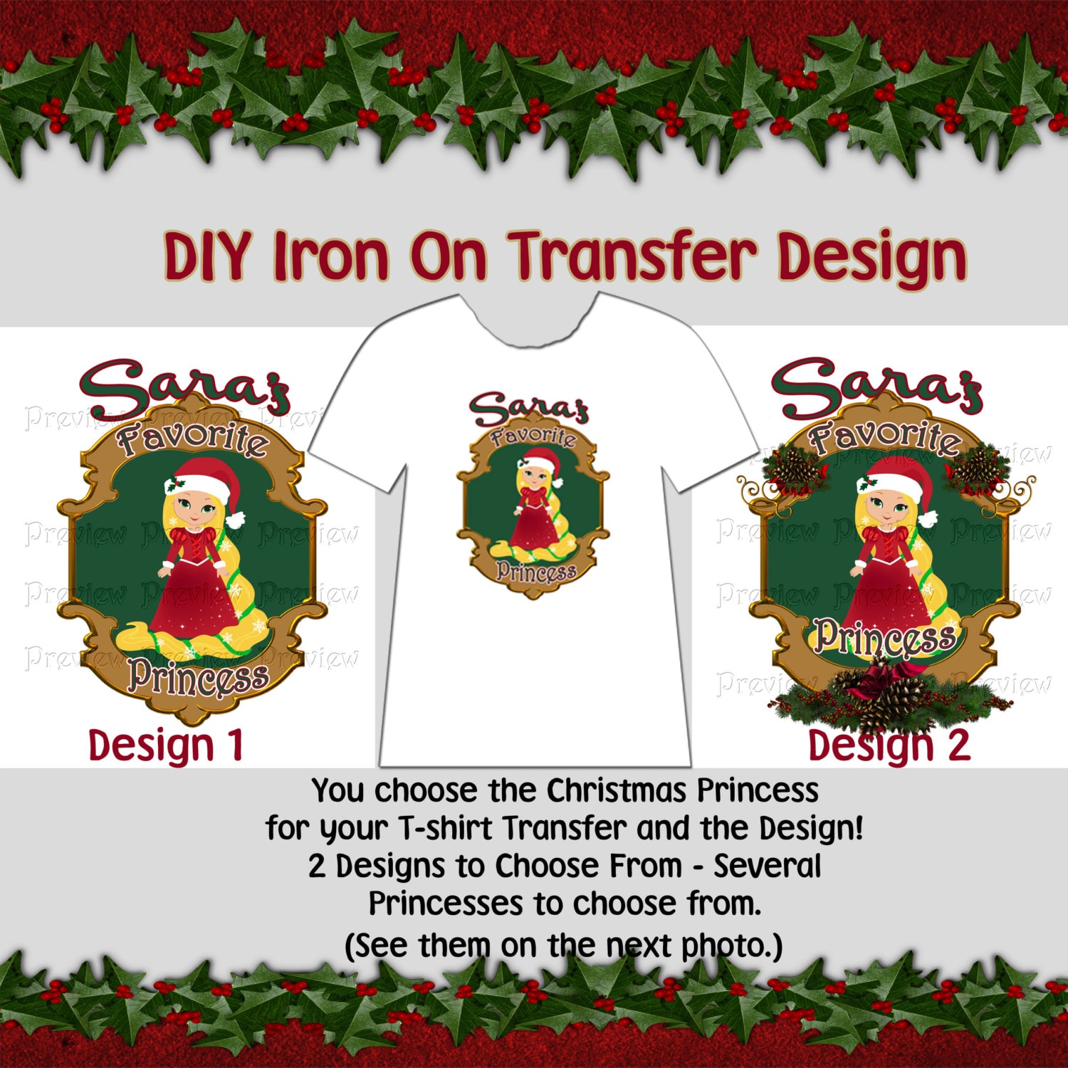 Printable Christmas Iron On Tshirt Transfer DIY