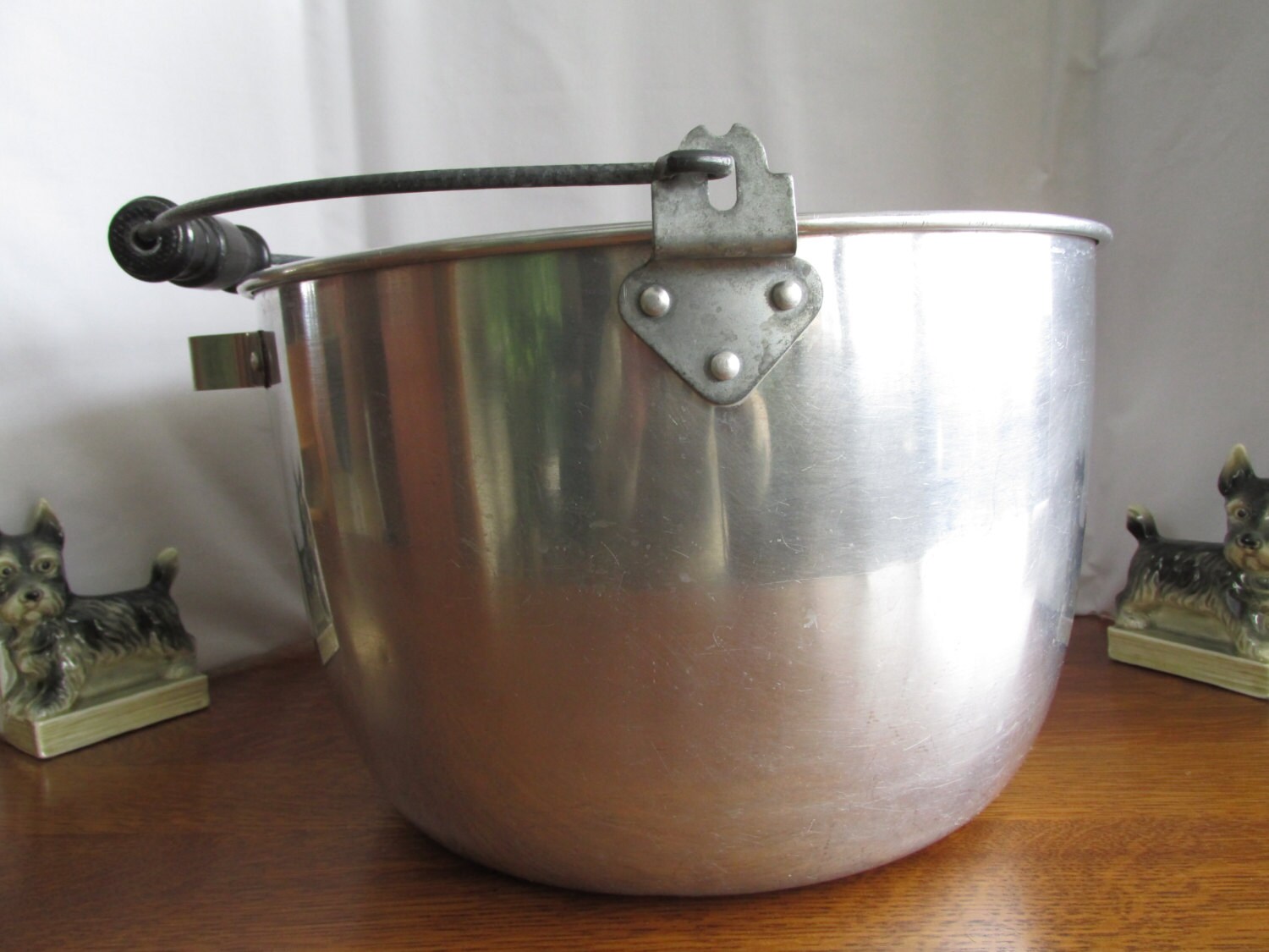 Vintage Century Aluminum Ware Kettle with Black Wood Handle