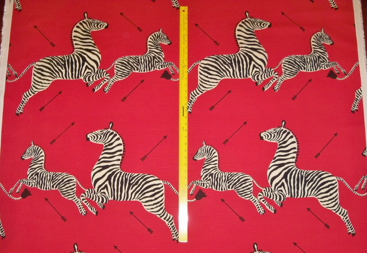 SCALAMANDRE ZEBRAS TOILE Fabric 10 yards Masai Red