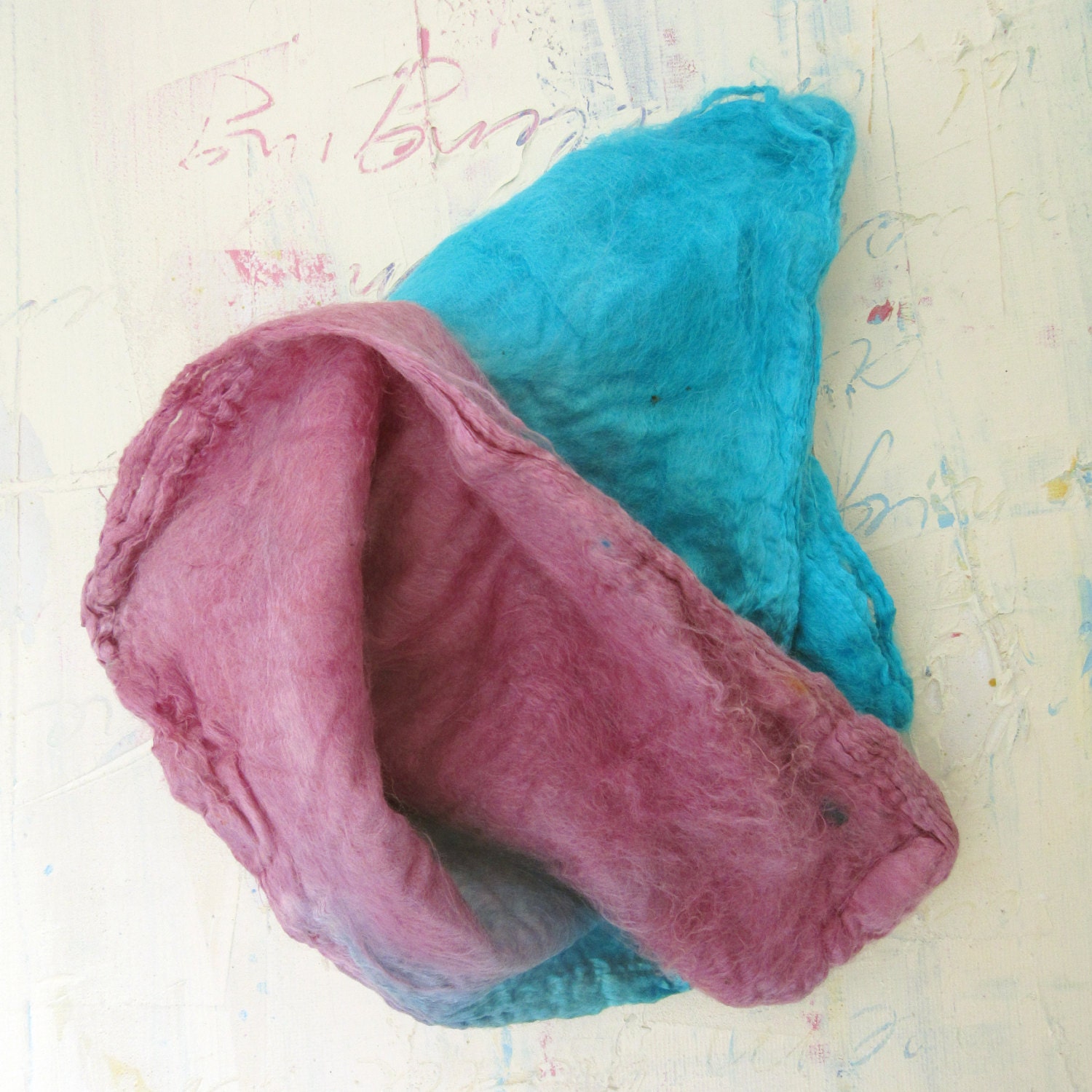 Silk Hankies for Spinning and Felting Crafts Hand Dyed Silk