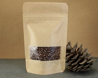 Kraft paper zip lock bag with window 10pc Stand up wedding favor bag Cofee kraft bag Zip lock tea bag Food packaging Kraft zipper pouch