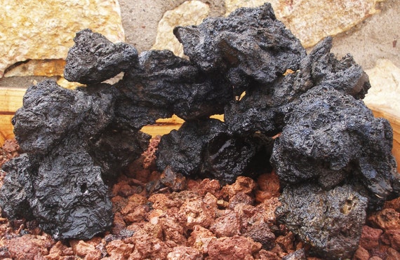 Aquarium Black Lava Rock Natural Stone Cave Habitat Terrarium