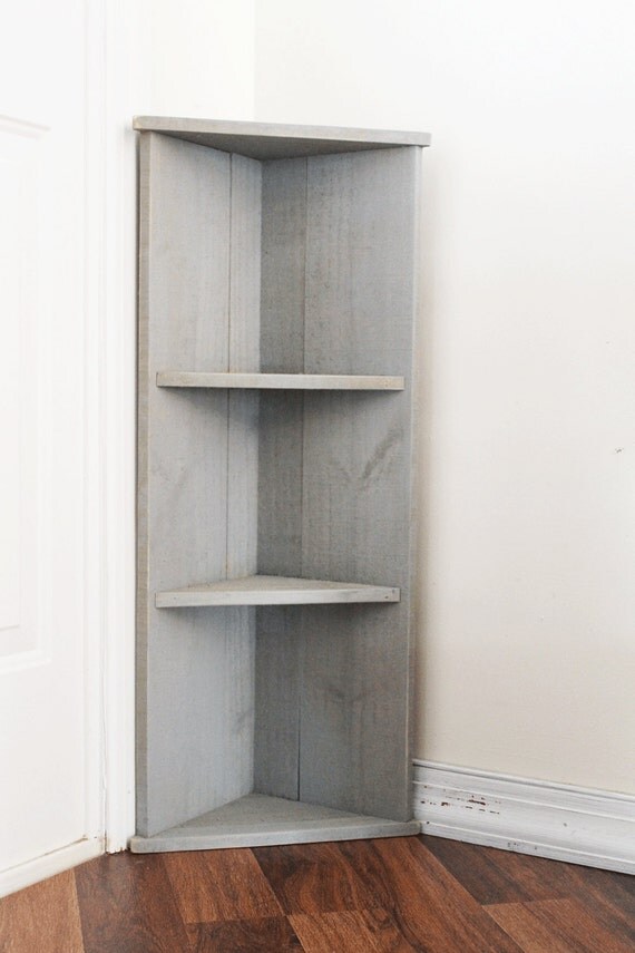 Small Wood Corner Shelf with Hangers