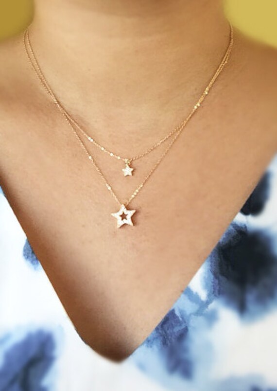 Star Necklace Mother daughter necklace cut out star layered