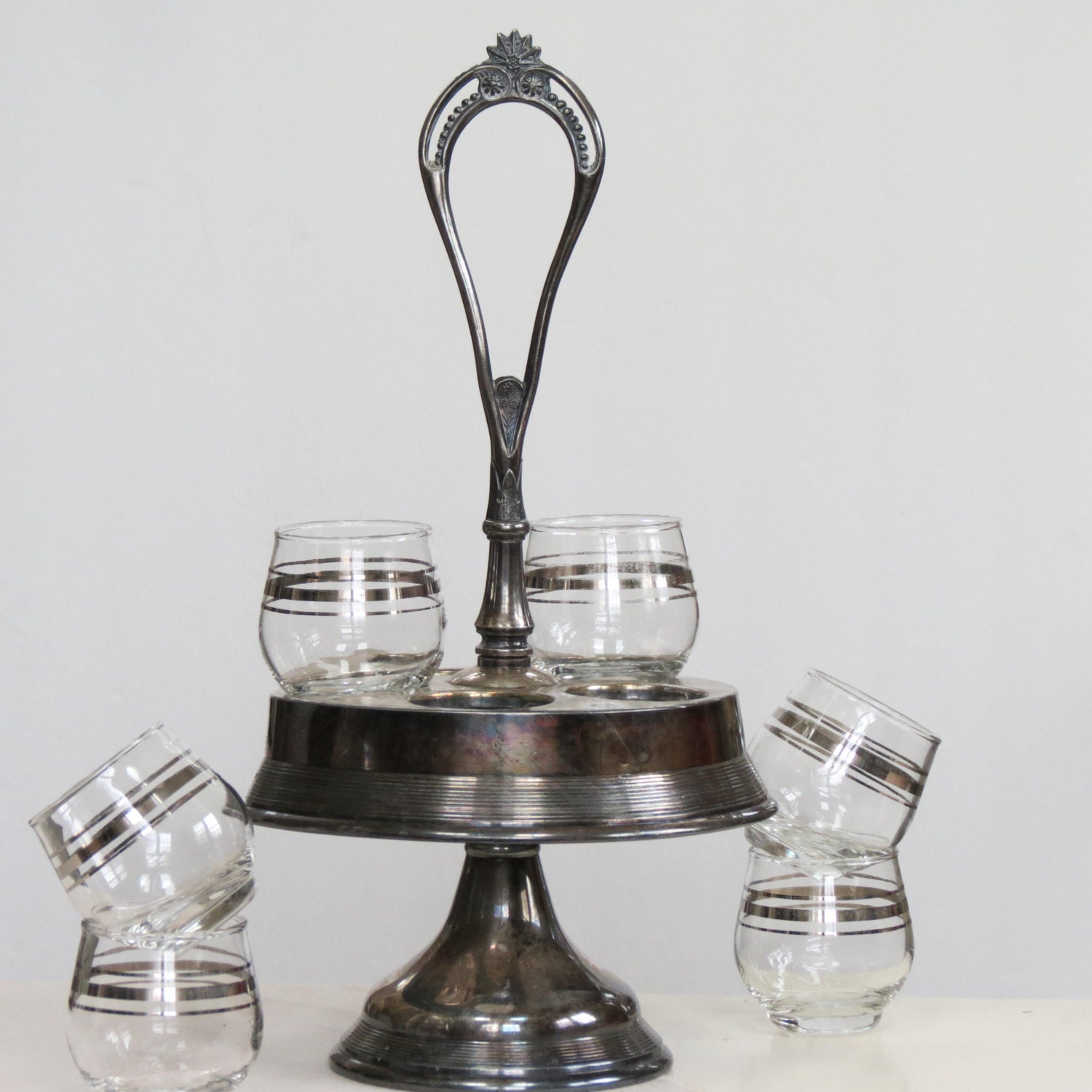 Silver Plate Cruet Holder Condiment by ArmoryArtandAntiques