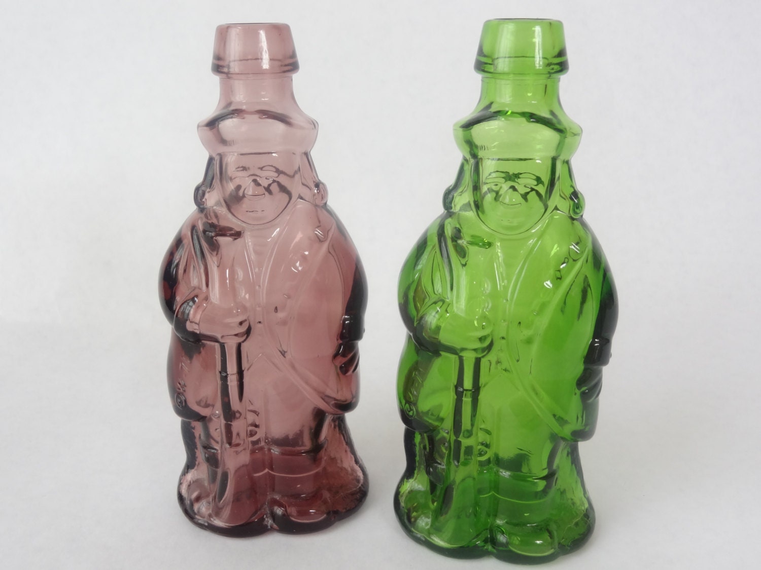 Colored glass bottles vintage small display by VintageBettyLuke