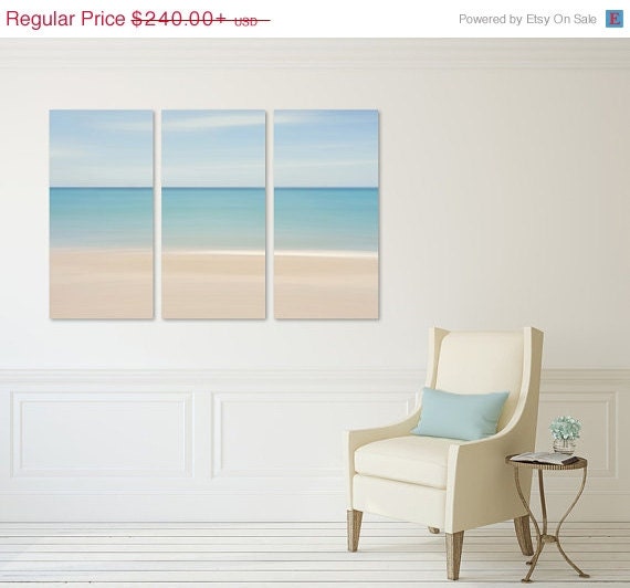 Canvas Wall Art Beach Decor Triptych Large Wall Art by klgphoto