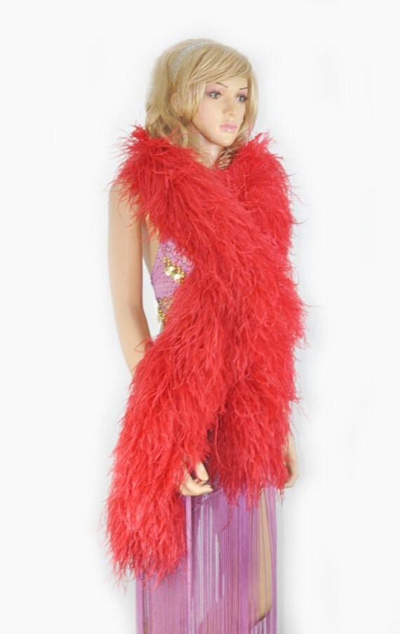 20 plys long Luxury Ostrich Red Feather Boa costume fluffy