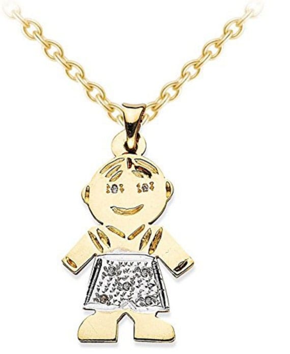 Personalized 25x16MM Baby Boy Diamond Necklace 14K Yellow Gold