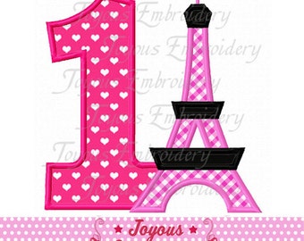Instant Download Eiffel Tower With Number 1 Embroidery Applique Design NO:1699