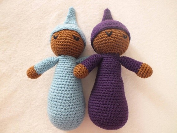 Cute Cuddly Crochet Doll Safe Baby Toy Twins- Amigurumi (Blue and Purple shown)(Made to Order)