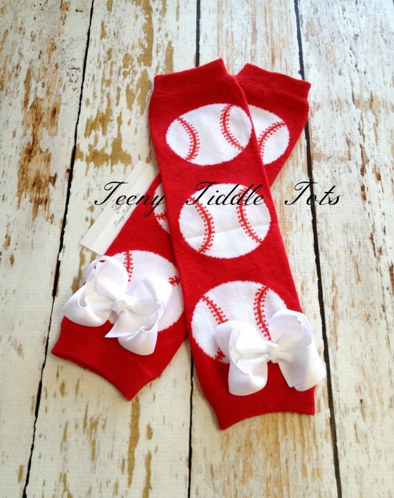 Baseball Leg Warmers Baby Leg Warmers Red and White Leg