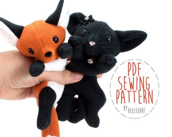 Fox and Cat Stuffed Animal Sewing Pattern Plush Toy Pattern
