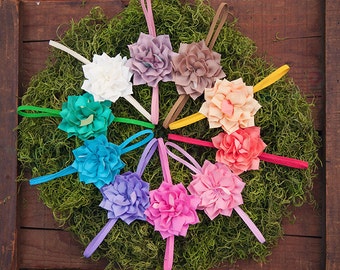 Tropical Zinnia Fabric Flowers on Headbands Set