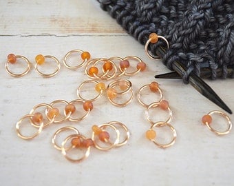 Topaz / Knitting Stitch Markers - Dangle Free Snag Free Knitting Stitch Markers - Small Medium Large Sizes Available