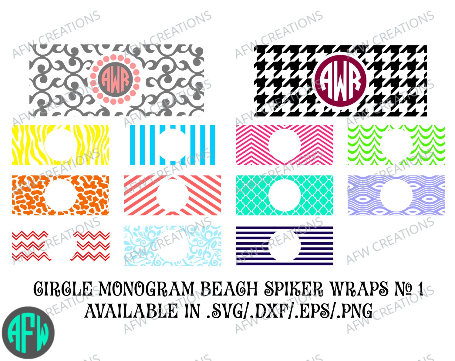 Circle Monogram Beach Spiker Wrap SVG DXF EPS Small