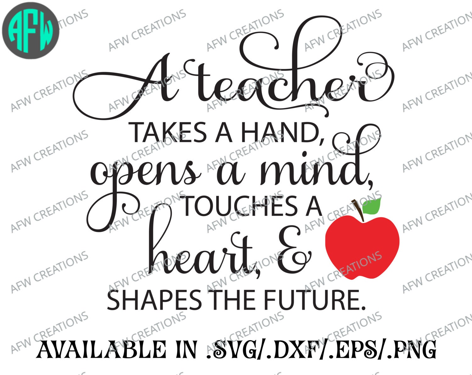 Download A Teacher Takes a Hand SVG DXF EPS Digital by AFWifeCreations